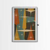 Art Deco Star Burst Canvas Print Wall Art, Retro 50s Style, Starburst, Mid-Century Modern Wall Art, Boho Decor