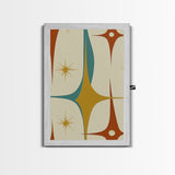 1950s Style Retro Starburst, Pastel Colors, Canvas Print, MCM Wall Art Home Decor