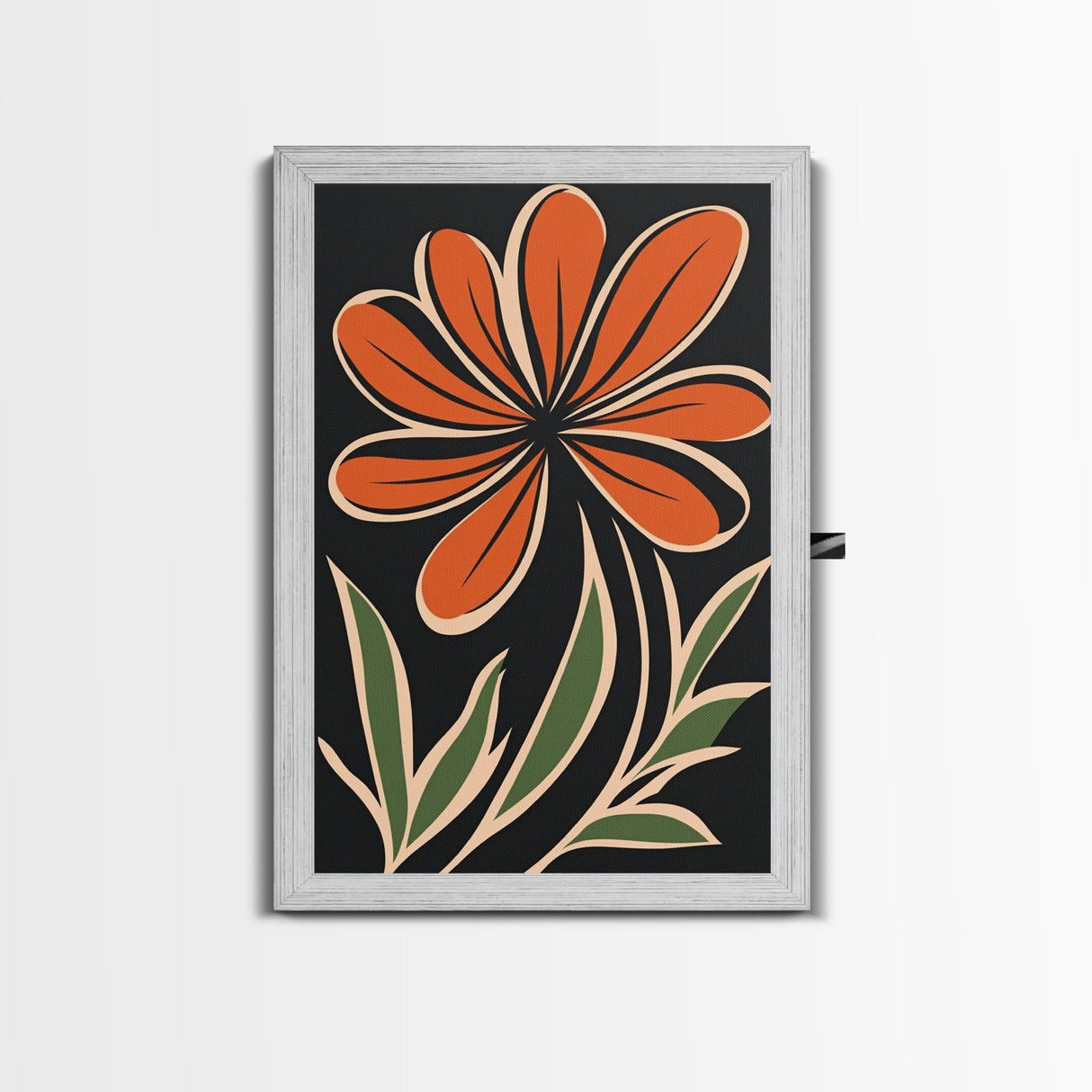 Framed Canvas Wall Art Abstract Botanical Floral Print, Boho Mid-century Modern Floral Canvas Print, Minimalist Boho Modern Art