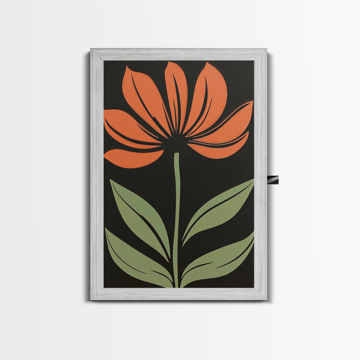 Boho Floral Print Wall Decor, Framed Canvas Print, Modern Art Boho Minimalist Wall Decor