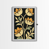 Floral Framed Canvas Wall Art Flower Print, Wood Framed Boho Modern Wall Art Boho Wall Decor Living Room Wall Art