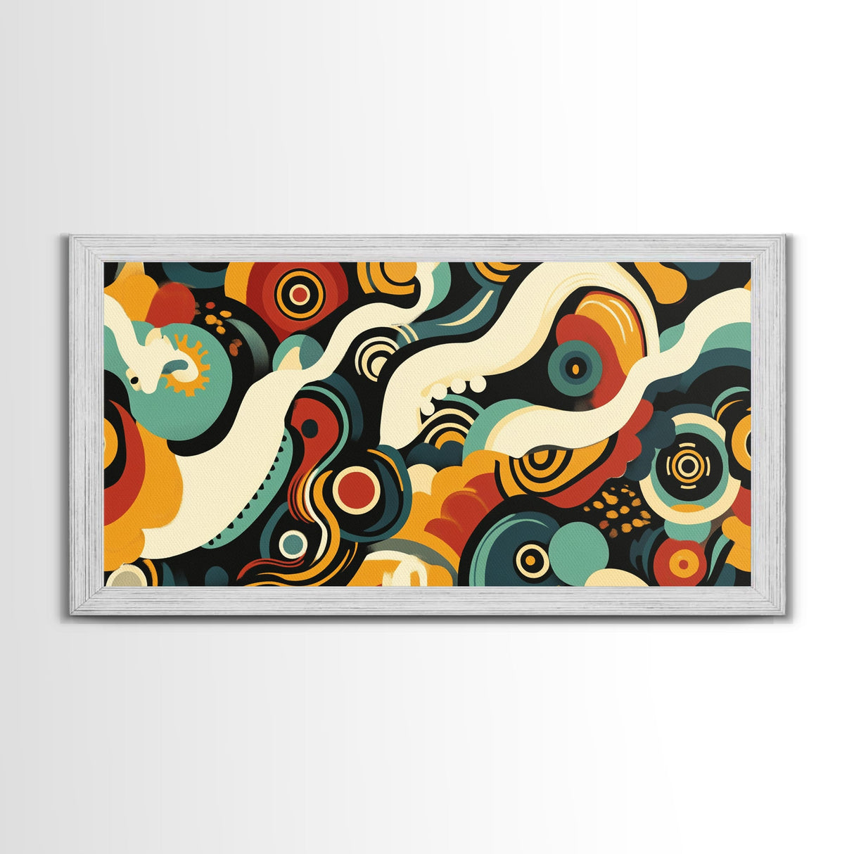 Surrealist Abstract Art, Framed Canvas Print, Kitsch Decor, Boho Style Eclectic Home Decor
