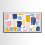 Abstract Painting Print, Wood Framed Wall Art, Preppy Decor, Girl's Dorm Room Wall Art, Apartment Decor