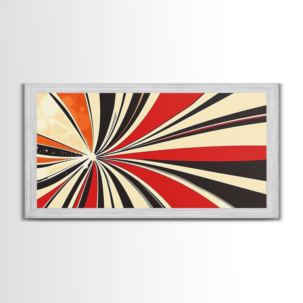 Mid-Century Modern Art Retro Geometric Wall Art Framed Canvas Print Wood Framed Home Decor Modern Abstract Painting