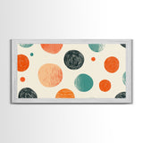 Mid-Century Modern Dots Framed Canvas Print, Preppy Home Decor, Retro 90s Style Wall Art