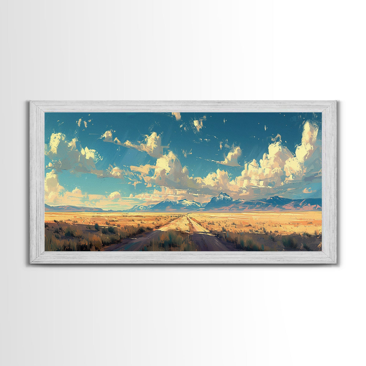 Country Roads Oil Painting Canvas Print, Wood Framed Wall Art, Home Decor, Southwestern Rustic Wall Art, Boho Home Decor