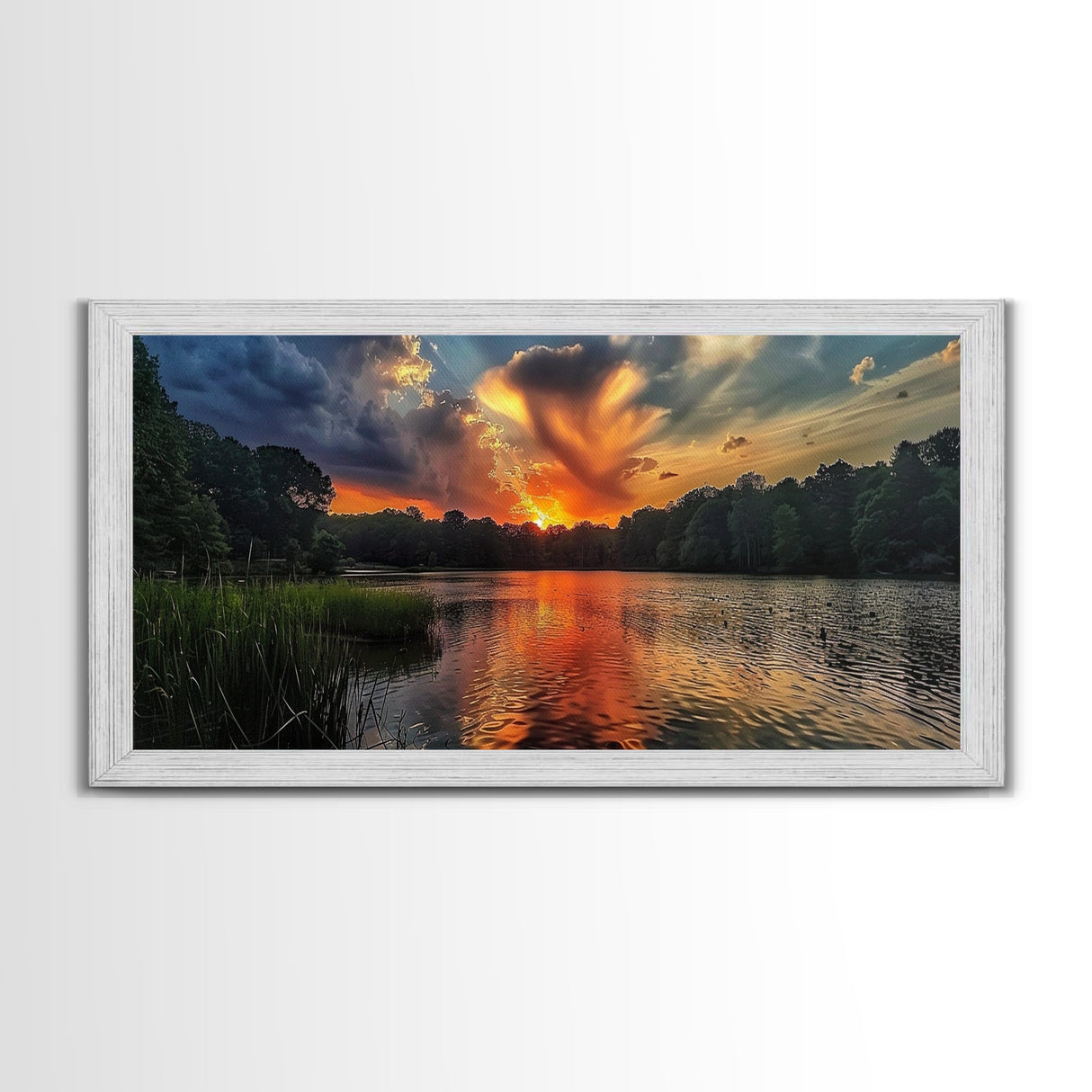 The Ozarks, Framed Canvas Print, Panoramic Photography Style Wall Art, Lake House Decor