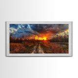 Dirt Roads Framed Canvas Print, Wood Framed Wall Art, Photography Style landscape art, ready to hang wall art home decor
