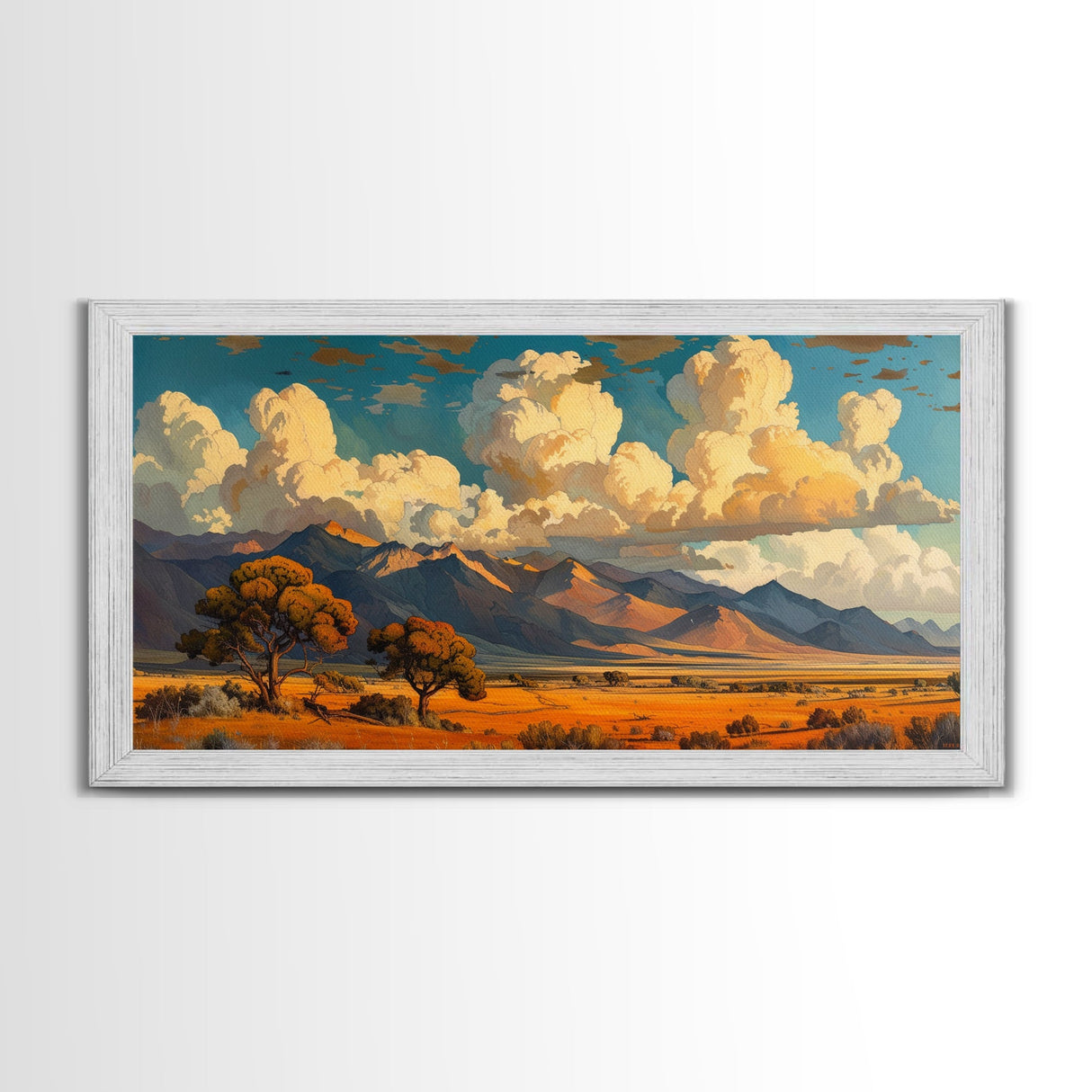 Home On The Mountains Framed Canvas Print, Southwestern Wall Art, Beautiful Home Decor For Above Sofa Or Couch, Rustic Farmhouse Art