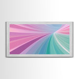 Pastel Highway Framed Canvas Print, Retro Wall Art, Mid-Century Modern Abstract Art