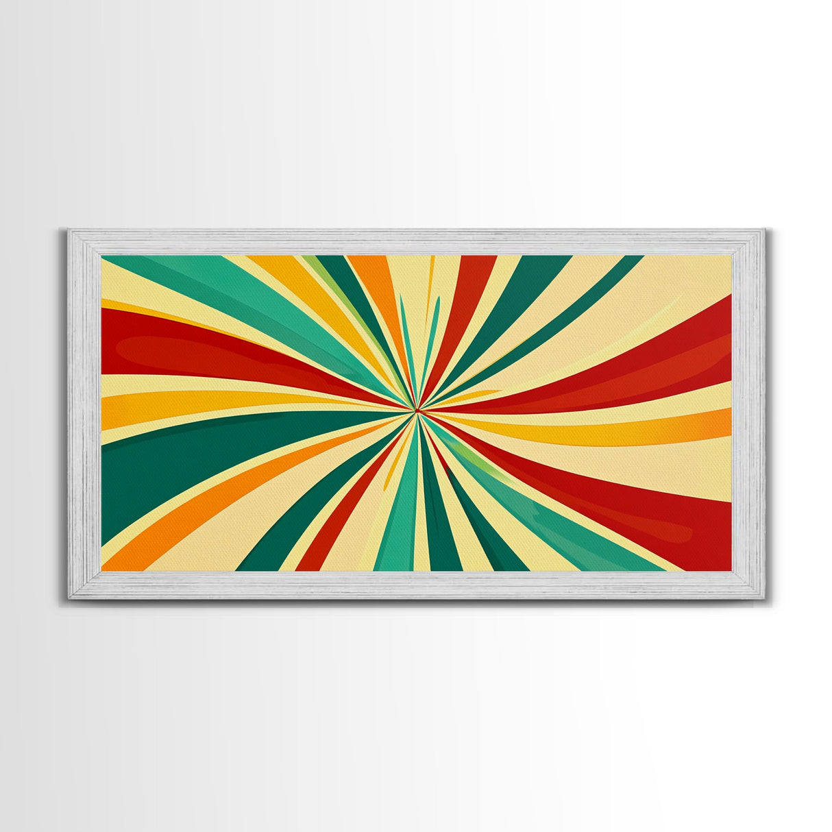 Large Colorful Abstract Print Painting With Yellow, Turquoise and Red Streaks, MCM Style Decor, 1950s Style Atomic Age Art