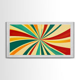 Large Colorful Abstract Print Painting With Yellow, Turquoise and Red Streaks, MCM Style Decor, 1950s Style Atomic Age Art