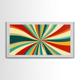 Horizontal Vertical Wall Art Framed Canvas Print, Mid-Century Modern Abstract Spiral Art, Retro Minimalist Pastel Wall Art