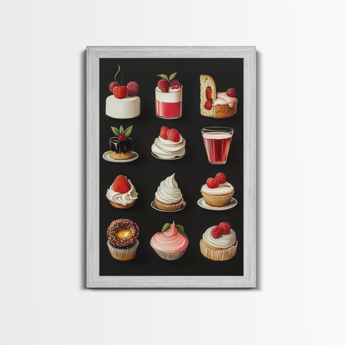 Kawaii Dessert Painting Print, Kitchen Home Decor, Kitchen Wall Art, Minimalist Dining Room Decor, Kawaii Wall Art, Cute Kitchen Decor
