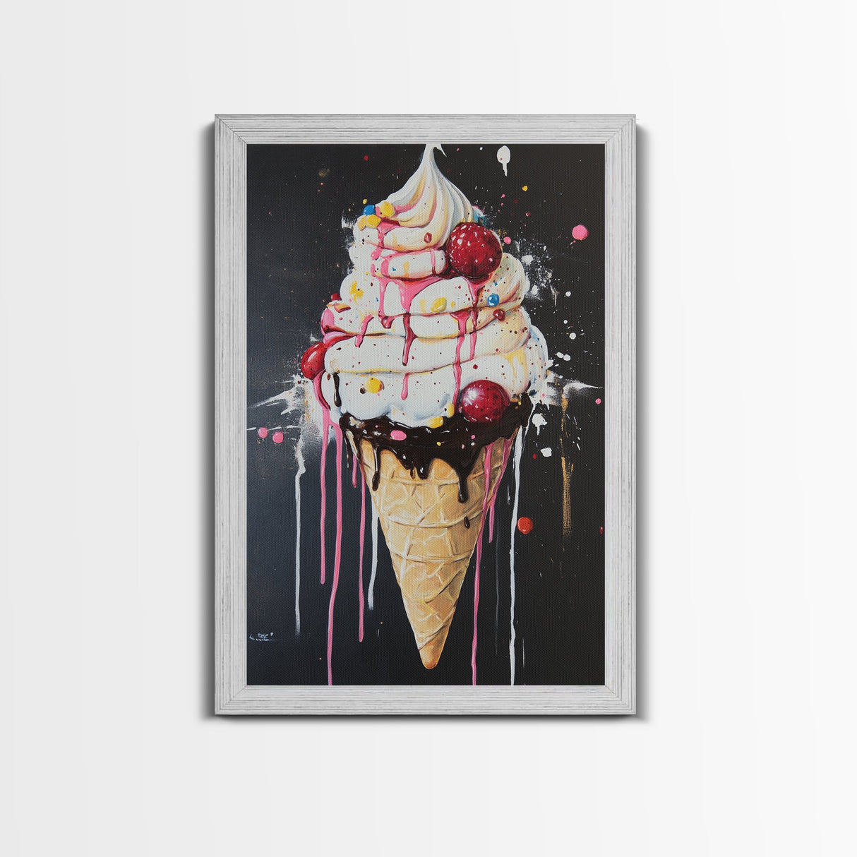 Ice Cream Shop Wall Art, Abstract Still Life Of Ice Cream, Food Review Wall Art, Kitchen Home Decor, Kitchen Art