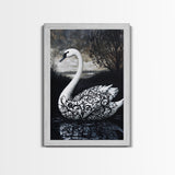 Elegant Gothic Swan Canvas Print | Framed Swan Poster Canvas | Wildlife Decor, animal prints, Swan Painting, Rustic Home Decor, Living Room Art