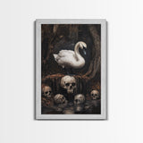 The Black Swan, Gothic Dark Macabre Wall Art, Dark Swan Decor, Halloween Canvas Print, Halloween Decor, Dark Academia Wall Art