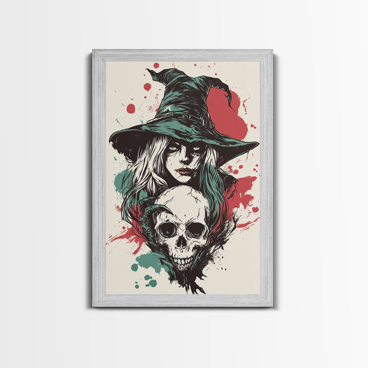 Portrait of A Witch, Framed Canvas Print, Halloween Decor, Witchcraft, Goth Art, Dark Academia Wall Art, Halloween Poster Art