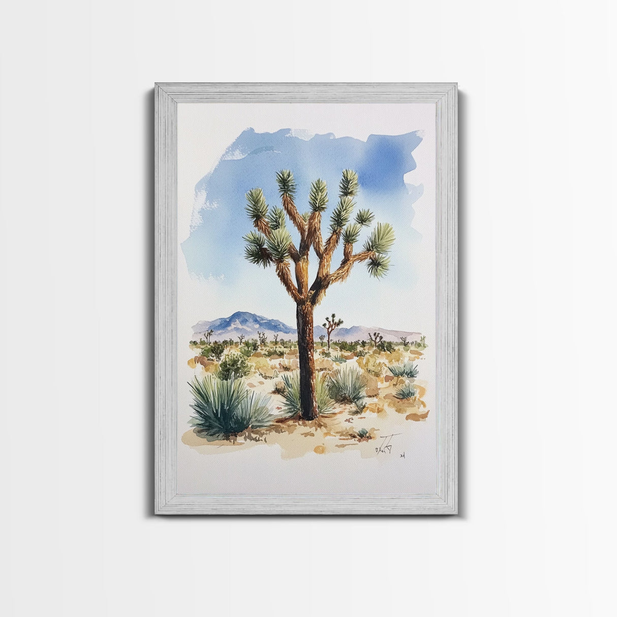 Watercolor Painting Print of Joshua Tree, Framed Canvas Print, Joshua Tree Art, Joshua Tree California Wall Art, Modern Farmhouse Art