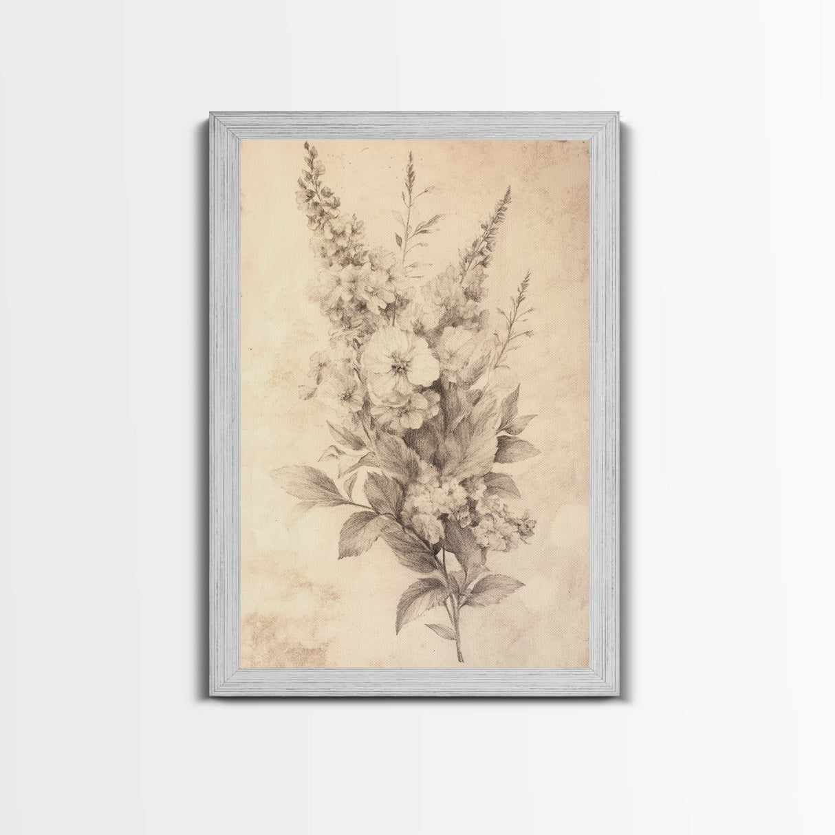 Floral Canvas Print, Pencil Sketch of a Flower Bouquet, Wedding Decor, Wedding Gift Idea, Engagement Gift, Mother's Day Gift For Her