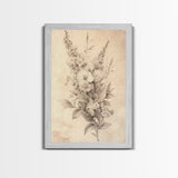 Floral Canvas Print, Pencil Sketch of a Flower Bouquet, Wedding Decor, Wedding Gift Idea, Engagement Gift, Mother's Day Gift For Her