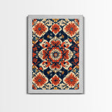 Floral Pattern Wall Art, Mexican Tile Pattern Framed Canvas Print, Chicano Art, Textile Inspired Wall Art, Southwestern Pueblo Style Art