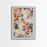 California Poppy Wall Art Framed Canvas Print, Wood Framed Art, Floral Pattern, Flower Painting Farmhouse Wall Art