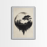 Haunted Snowglobe Framed Canvas Print, Cemetery in a Sphere, Spooky Home Decor, Halloween Painting, Halloween Decor