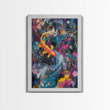 Abstract Koi Fish Painting Print, Wabi Sabi Home Decor, Gift Idea, Housewarming Gift Idea, Colorful Koi Fish Art Print