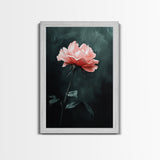 Oil Painting Print of a Pink Rose, Framed Canvas Print, French Country Decor, Modern Farmhouse, Rustic Farmhouse, Rose Painting, Rose Art