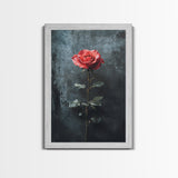 Red Rose Canvas Print, Art Print Roses Framed Canvas Print, Antique Flowers Print, Oil Painting Vintage Flowers, Ready To Hang, Flowers Wall Art