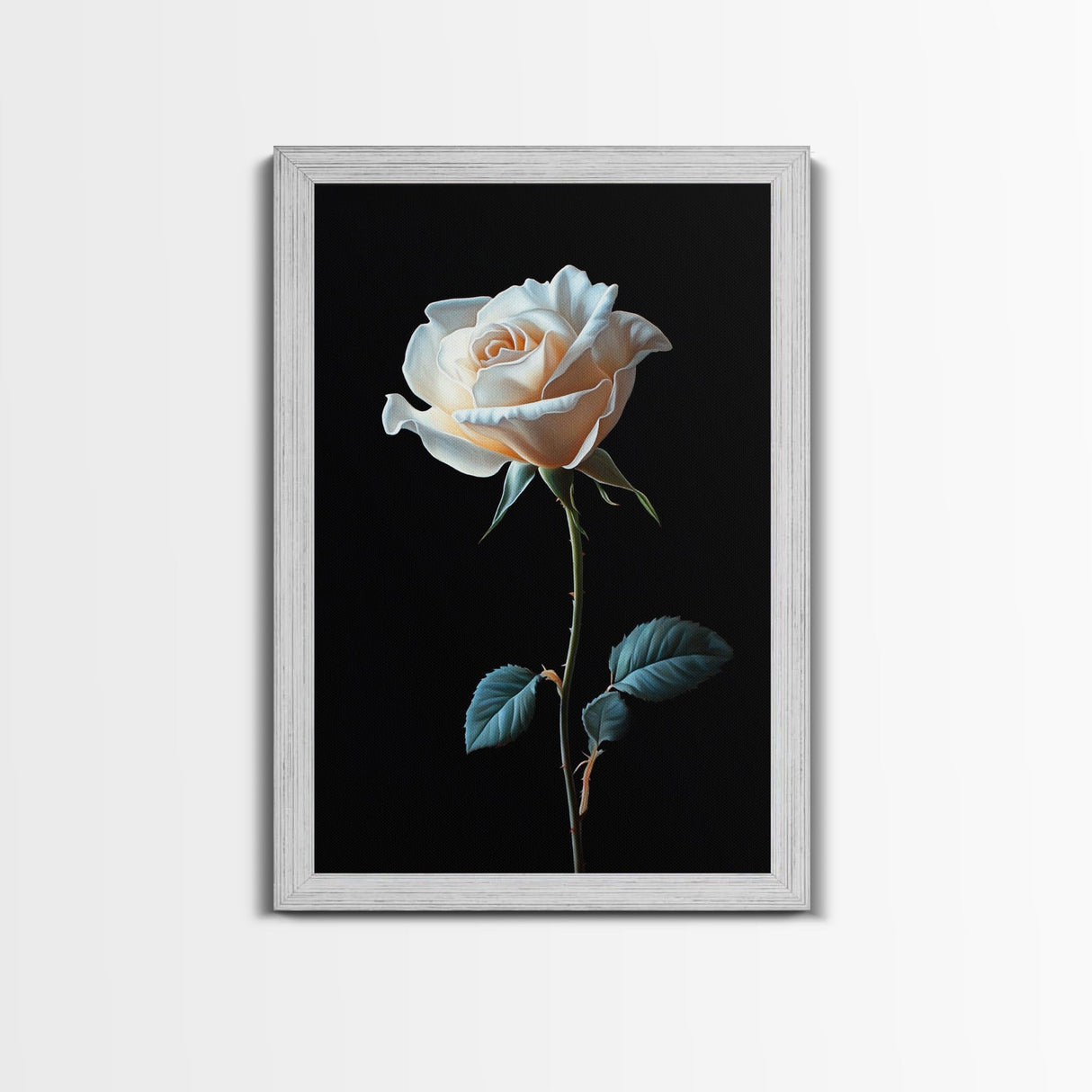 Still Life Photograph of a White Rose, Framed Canvas Print, Rose Painting, Rose Decor, Rose Wall Art, Mother's Day Gift Idea, Flower Wall Art
