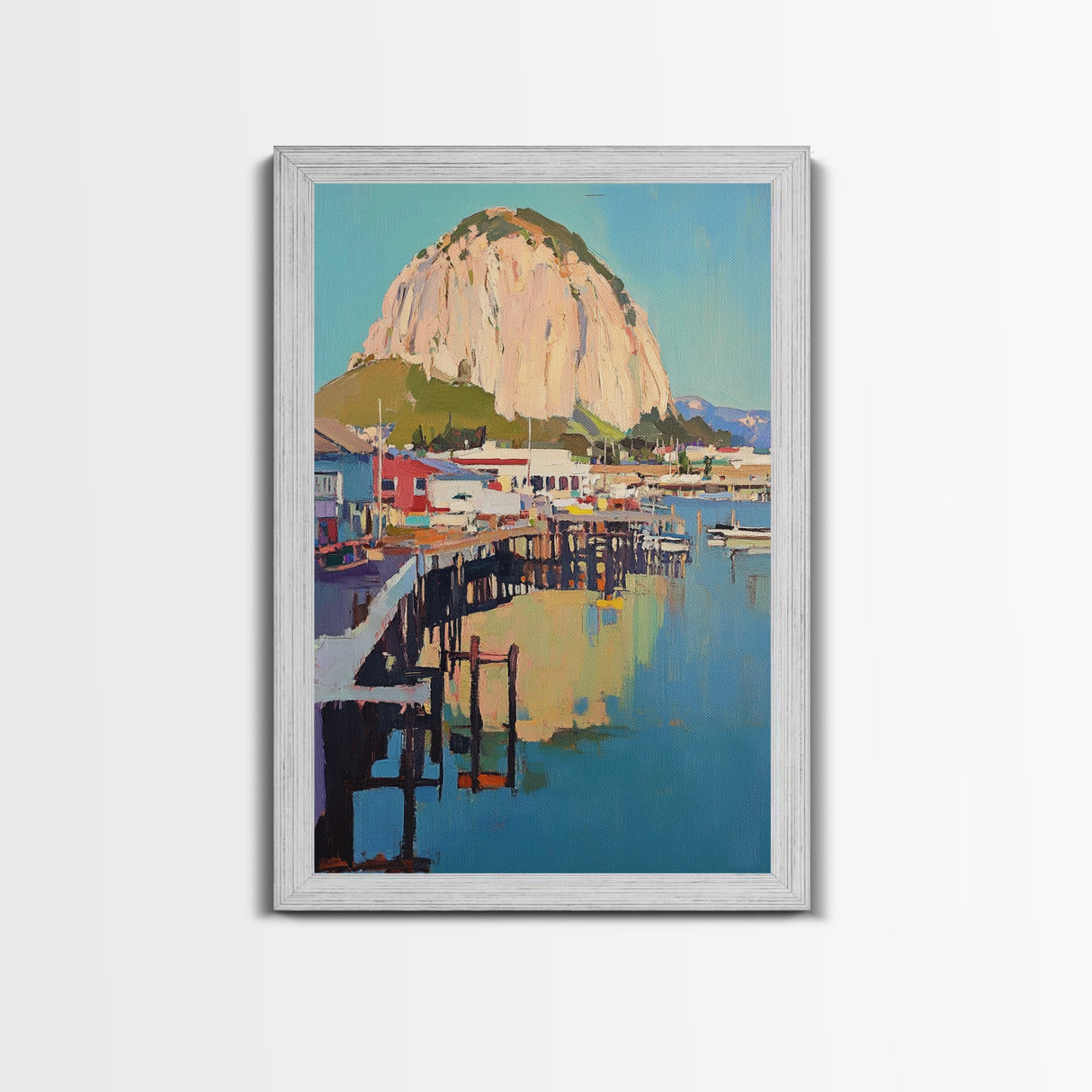 Morro Bay, Framed Canvas Print, Painting Morro Bay California, California Home Decor, Painting of Morro Bay Wall Art Canvas Print