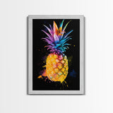 Retro Pineapple Painting Print, Framed Canvas Print, Kitchen or Dining Room Wall Art, Retro Home Decor, Pineapple Painting