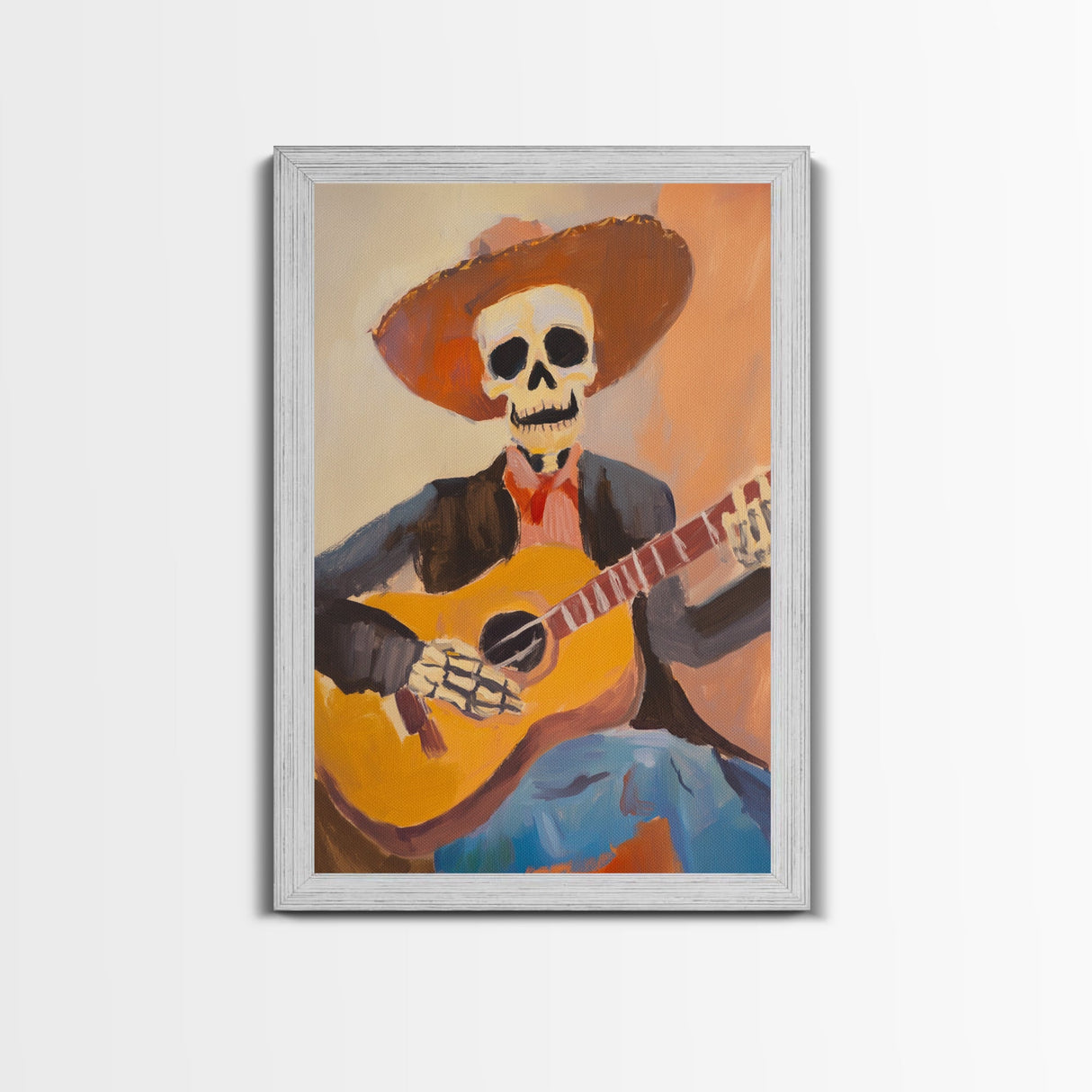 Chicano Cowboy Guitarist Canvas Print - Tejano Wall Art - Mexicano Home Decor - Mexican Style Cultural Artwork