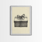 Sketch of A Christmas Gift Canvas Print - Framed Canvas - Minimalist Christmas Art - Boho Christmas Art - Rustic Christmas Art