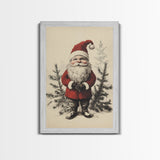 Sketch of Santa Canvas Print - Framed Canvas - Minimalist Christmas Art - Boho Christmas Art - Rustic Christmas Art