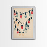 Sketch of Christmas Lights Canvas Print - Framed Canvas - Minimalist Christmas Art - Boho Christmas Art - Rustic Christmas Art