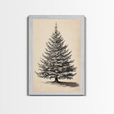 Sketch of a Christmas Tree Canvas Print - Framed Canvas - Minimalist Christmas Art - Boho Christmas Art - Rustic Christmas Art