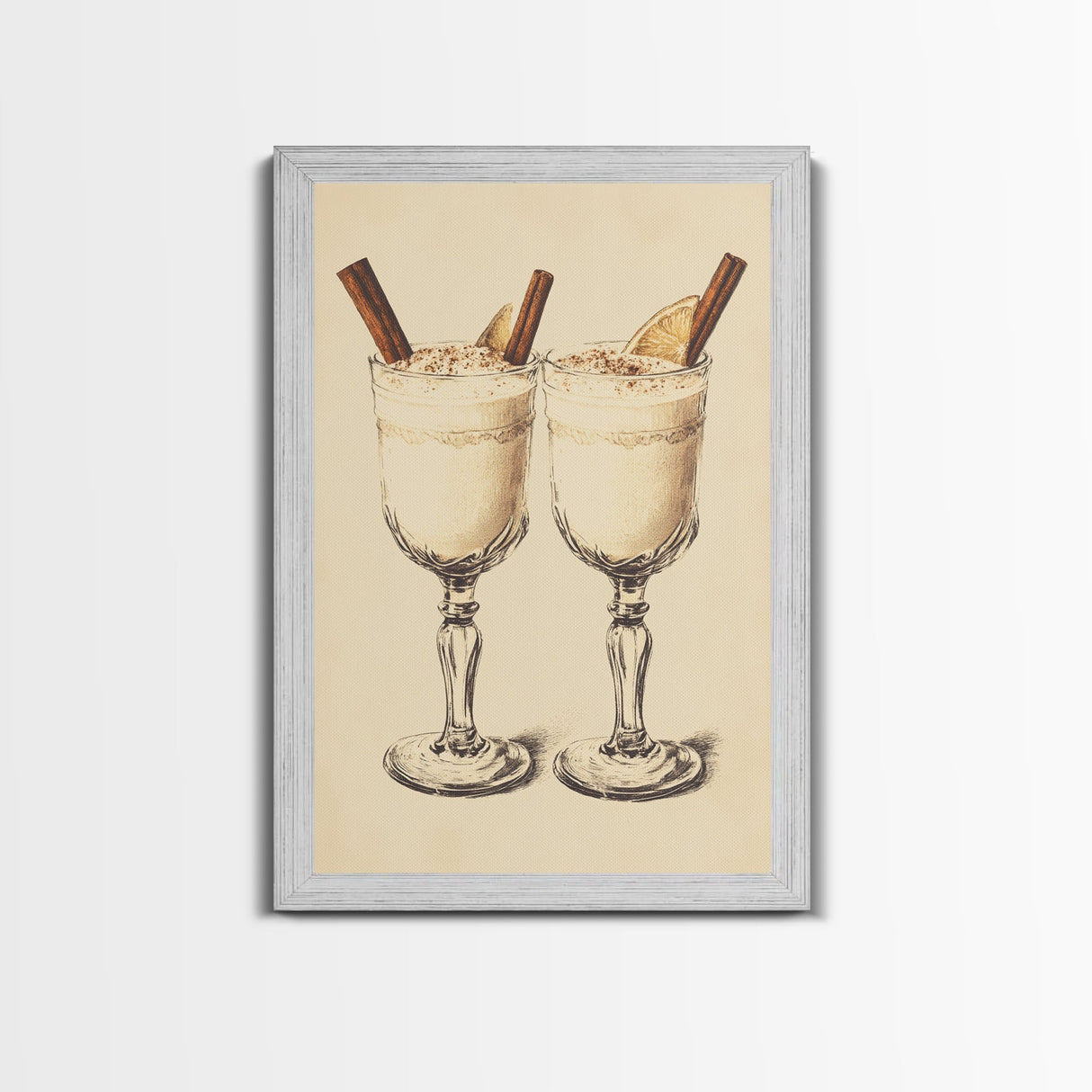 Retro Eggnogg Canvas Print - Framed Canvas - Minimalist Christmas Art - Boho Christmas Art - Rustic Christmas Art
