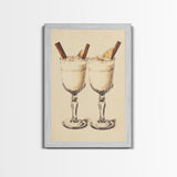 Retro Eggnogg Canvas Print - Framed Canvas - Minimalist Christmas Art - Boho Christmas Art - Rustic Christmas Art