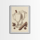 Vinage Egg Nog Canvas Print - Framed Canvas - Minimalist Christmas Art - Boho Christmas Art - Rustic Christmas Art