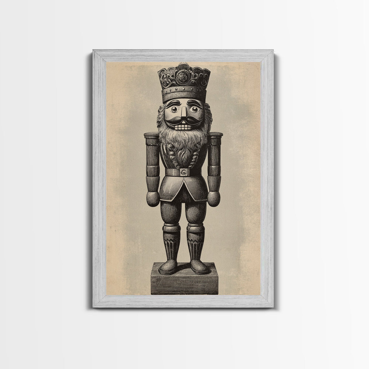 Vintage Nutcracker Canvas Print - Framed Canvas - Minimalist Christmas Art - Boho Christmas Art - Rustic Christmas Art