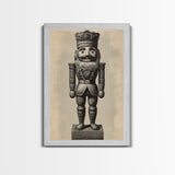 Vintage Nutcracker Canvas Print - Framed Canvas - Minimalist Christmas Art - Boho Christmas Art - Rustic Christmas Art