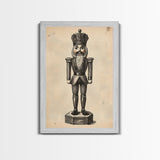 Retro Nutcracker Canvas Print - Framed Canvas - Minimalist Christmas Art - Boho Christmas Art - Rustic Christmas Art