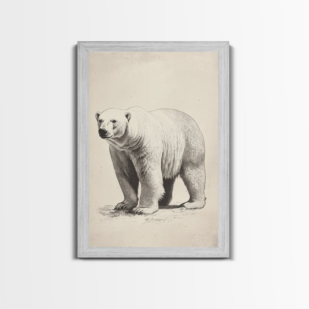 Polar Bear Canvas Print - Framed Canvas - Minimalist Christmas Art - Boho Christmas Art - Rustic Christmas Art