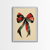 Christmas Bow Canvas Print - Framed Canvas - Minimalist Christmas Art - Boho Christmas Art - Rustic Christmas Art