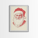Reto Santa Portrait Canvas Print - Framed Canvas - Minimalist Christmas Art - Boho Christmas Art - Rustic Christmas Art - Santa Painting