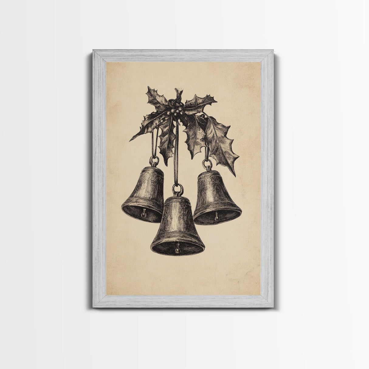 Christmas Bells Canvas Print - Framed Canvas - Minimalist Christmas Art - Boho Christmas Art - Rustic Christmas Art