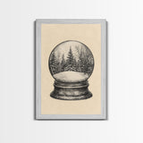 Christmas Snowglobe Canvas Print - Framed Canvas - Minimalist Christmas Art - Boho Christmas Art - Rustic Christmas Art